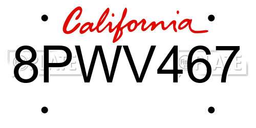 8PWV467 California License Plate