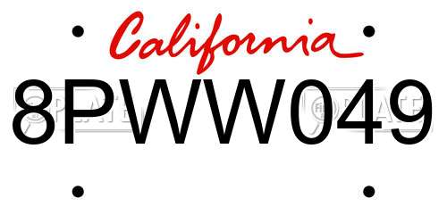 8PWW049 California License Plate