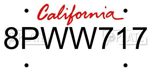 8PWW717 California License Plate