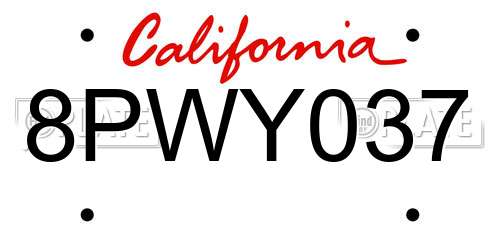 8PWY037 California License Plate
