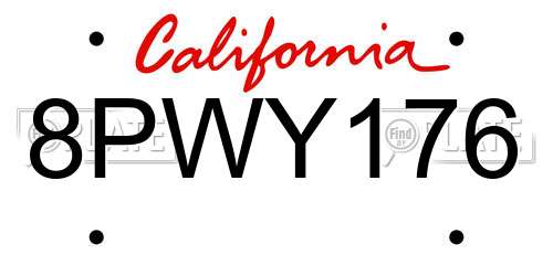8PWY176 California License Plate