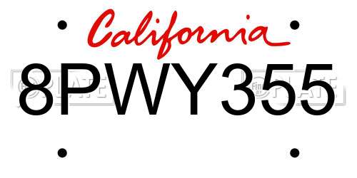 8PWY355 California License Plate