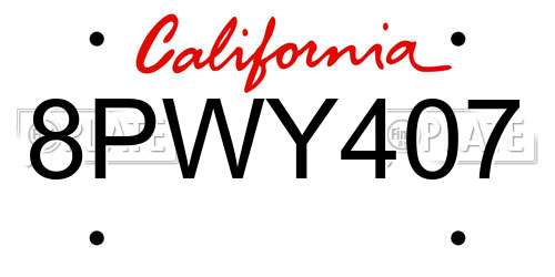 8PWY407 California License Plate