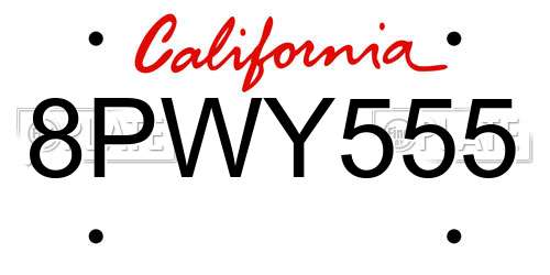 8PWY555 California License Plate