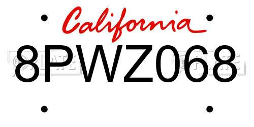 8PWZ068 California License Plate