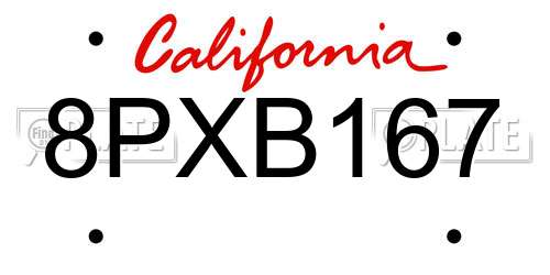 8PXB167 California License Plate