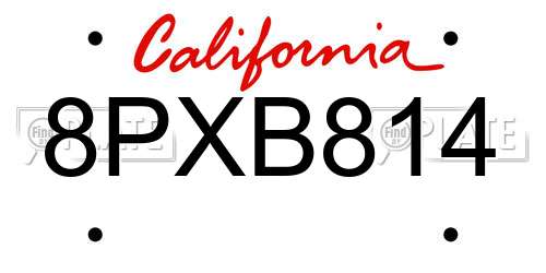 8PXB814 California License Plate