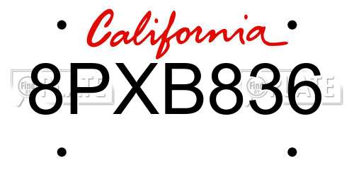8PXB836 California License Plate
