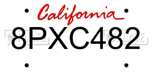 8PXC482 California License Plate
