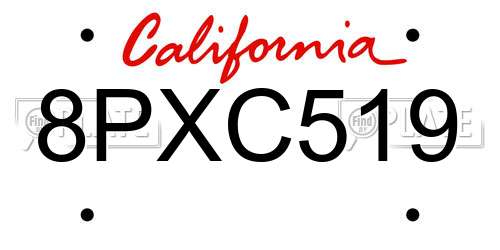 8PXC519 California License Plate