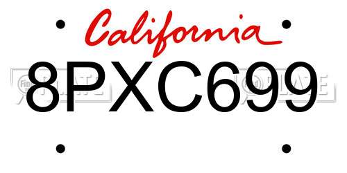 8PXC699 California License Plate