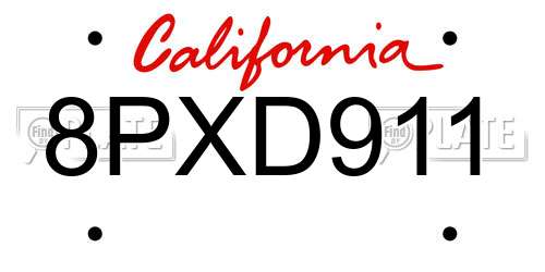 8PXD911 California License Plate