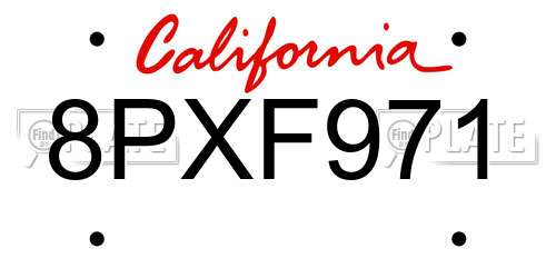 8PXF971 California License Plate
