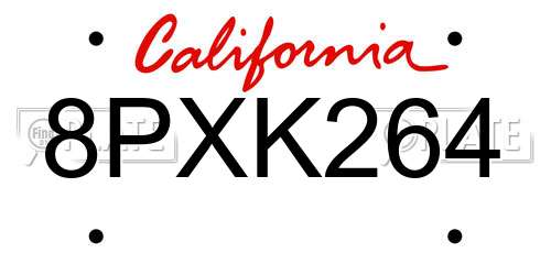8PXK264 California License Plate