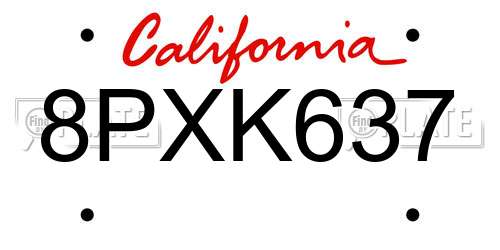 8PXK637 California License Plate