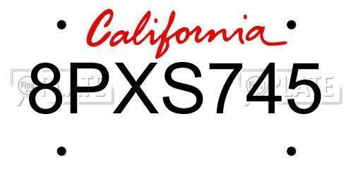 8PXS745 California License Plate