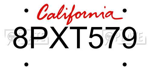 8PXT579 California License Plate