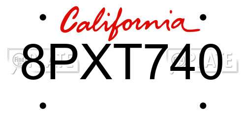 8PXT740 California License Plate