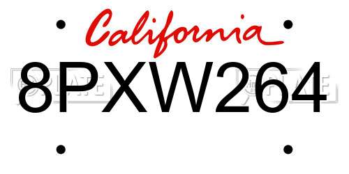 8PXW264 California License Plate