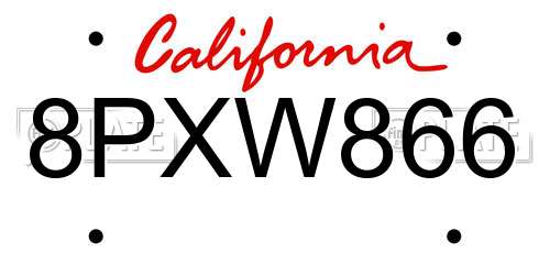 8PXW866 California License Plate