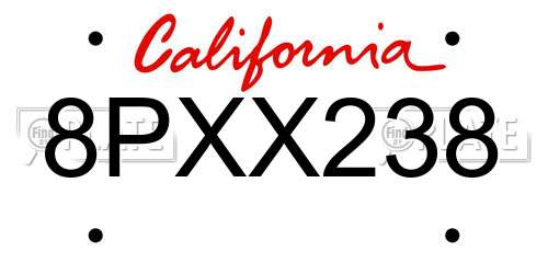 8PXX238 California License Plate