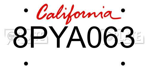 8PYA063 California License Plate