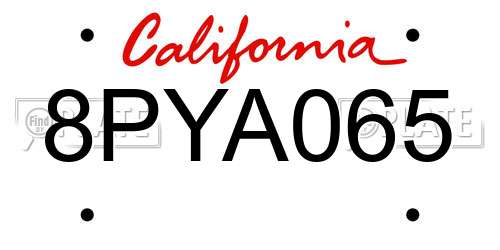 8PYA065 California License Plate