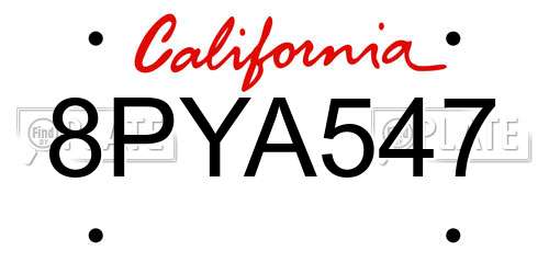 8PYA547 California License Plate