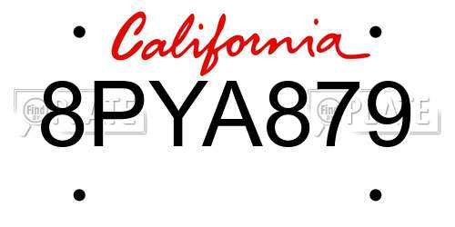 8PYA879 California License Plate