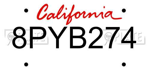 8PYB274 California License Plate