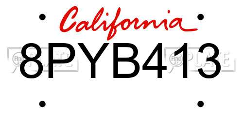 8PYB413 California License Plate