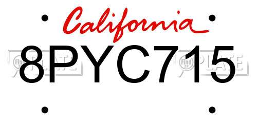 8PYC715 California License Plate