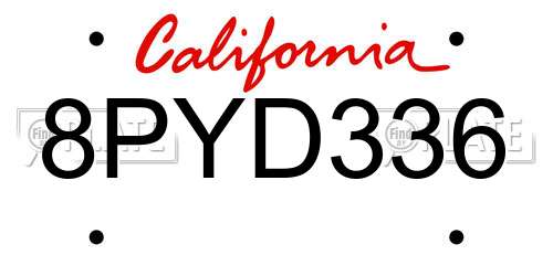 8PYD336 California License Plate