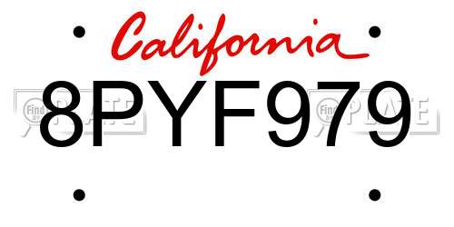 8PYF979 California License Plate