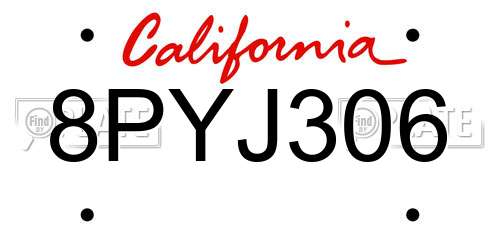 8PYJ306 California License Plate