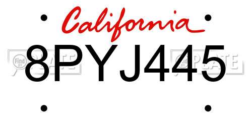 8PYJ445 California License Plate