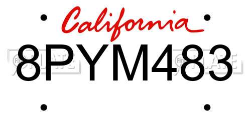 8PYM483 California License Plate