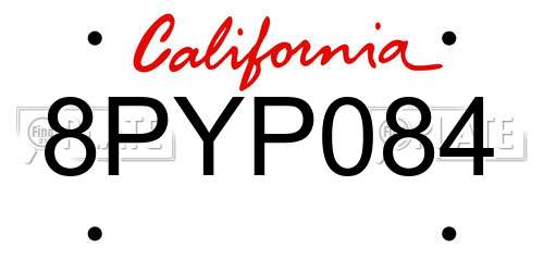 8PYP084 California License Plate