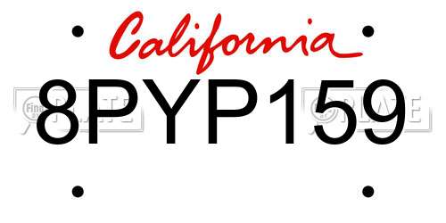 8PYP159 California License Plate