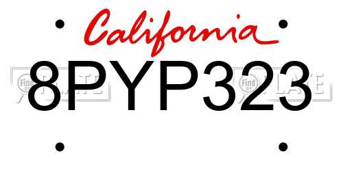 8PYP323 California License Plate