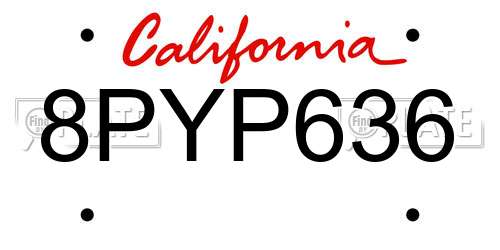 8PYP636 California License Plate