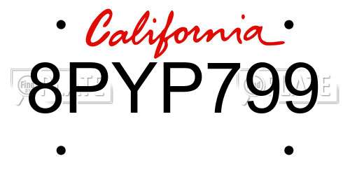 8PYP799 California License Plate