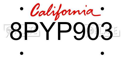 8PYP903 California License Plate