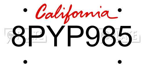 8PYP985 California License Plate