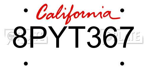 8PYT367 California License Plate