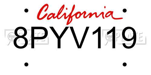 8PYV119 California License Plate