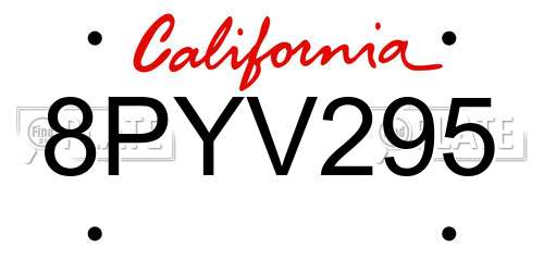 8PYV295 California License Plate