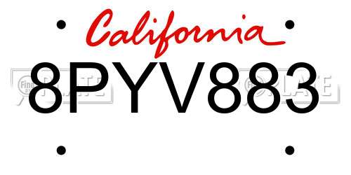8PYV883 California License Plate