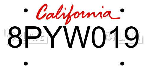 8PYW019 California License Plate
