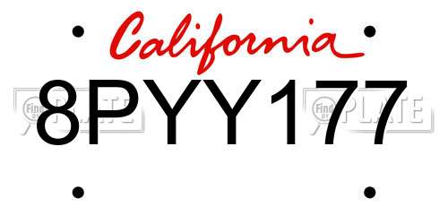 8PYY177 California License Plate
